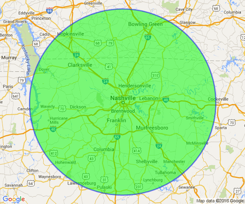 We do car window replacement 70 miles of Nashville!