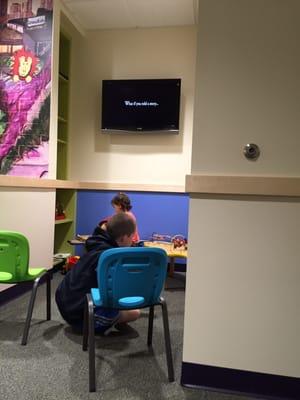 Movies on for kids in waiting area