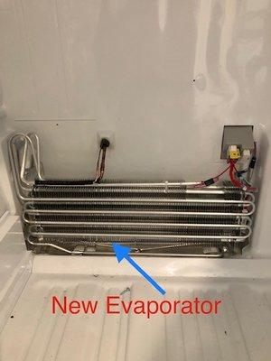 Install new evaporator on refrigerator