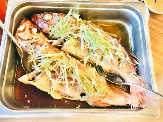 Steamed snapper with ginger and green onions