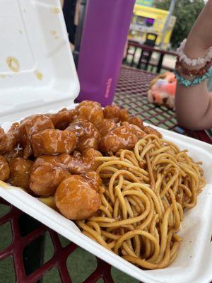 Orange chicken and noodles