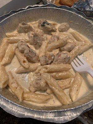 This is the Chicken Alfredo, I had to add spices myself and that is the portion size.