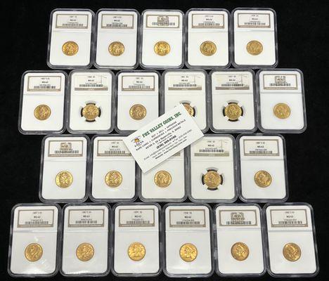 Graded as MS62 by Ngc these $5 Liberty Gold Coins!