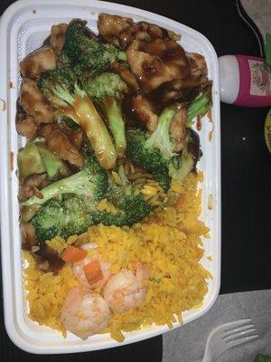 Chicken Broccoli, Shrimp Fried Rice