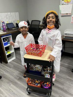 Doc's kids join the family fun during Saturday flu clinic.