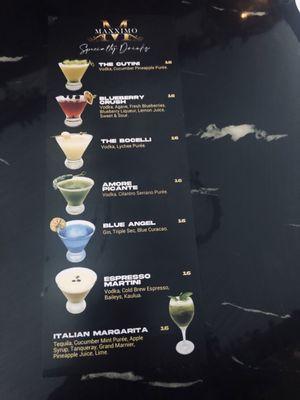 Drink menu