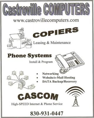 CASCOM Internet, Copier Repair/Lease, and Computer services.