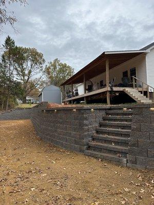 Retaining wall Charlotte nc grading backyard makeover. Concrete, Pavers, Sod Mint hill NC