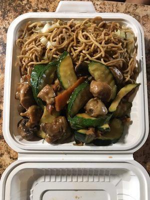 One Choice $12.99 Noodles and Mushroom Chicken