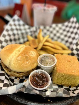 Chopped barbecue chicken sandwich