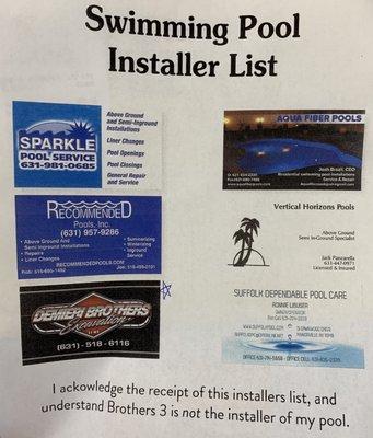 Pool installer companies they work with^