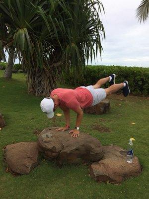 Fun arm balance in Hawaii