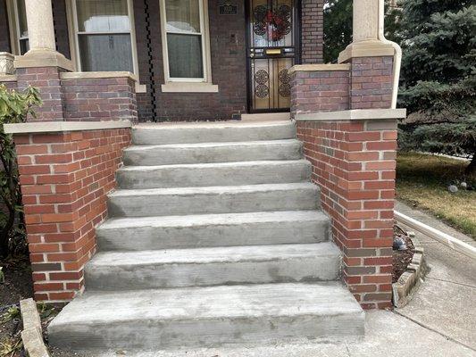 Porch steps and wing walls