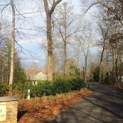 A beautiful rainbow arcs over the Healing Center