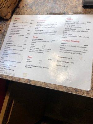 Hope a menu online helps! I looked everywhere for one!!