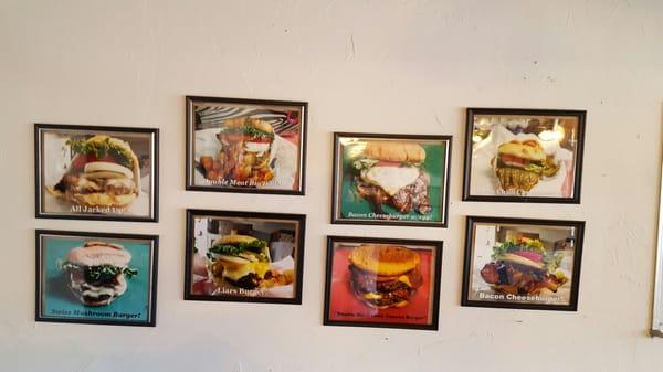 Burger menu...on the wall take alook before you order.