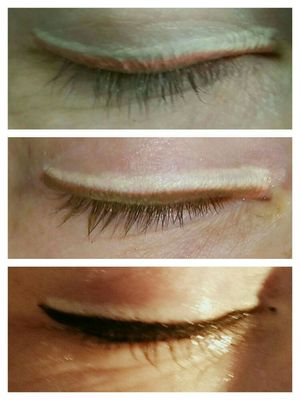 Correction on an old tattoo eyeliner before and after