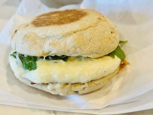 Must get! English muffin egg sandwich. So simple yet so good with its sweet and savory bacon jam.