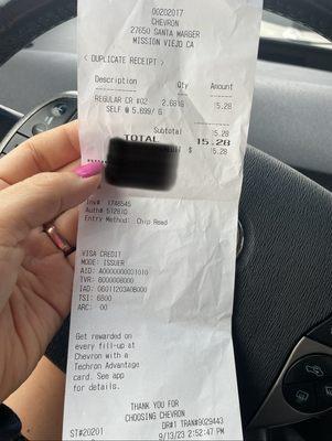 Here's the receipt. I paid for absolutely nothing. Also the manager is a jerk.