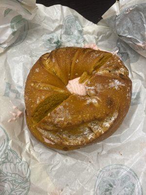 French toast bagel with strawberry cream cheese