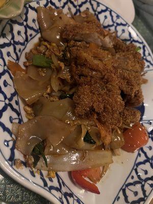 Pad Keemao (Drunken Noodles) with crispy duck add-on (do this!)