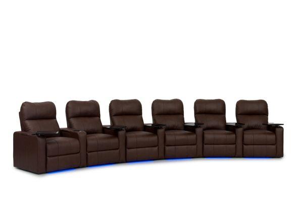 Row of 6 HT Design Southampton Brown Top Grain Leather Theater seating