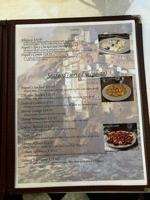 Seafood entrees page