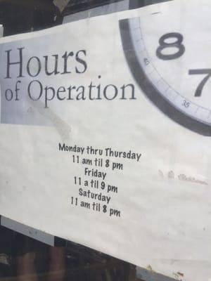 Hours of operation