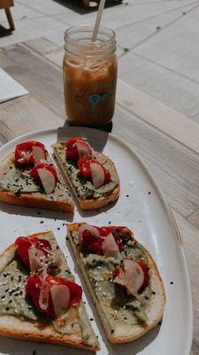 Avocado Toast and Oatmilk Iced Latte