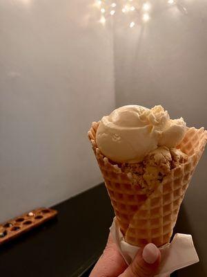 Graham Central Station and Vanilla in a waffle cone