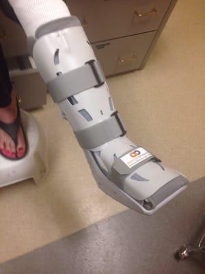 My moms walking boot after having her foot fused by Dr. Ing.