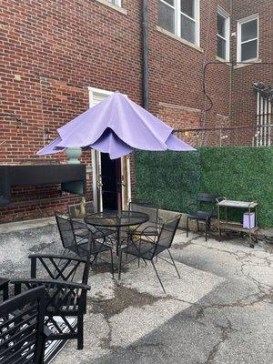 Outdoor Dining area & rear entrance