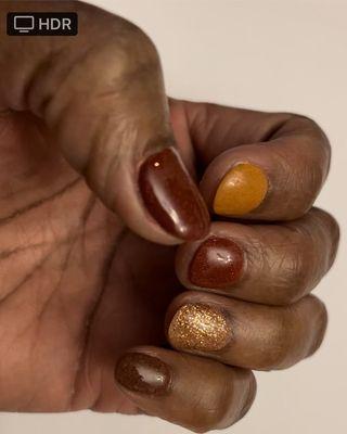 Fall dipped nails.