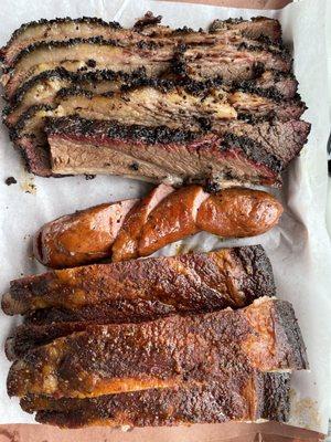 Brisket - HALF POUND Sausage - POUND, Pork Ribs - HALF POUND