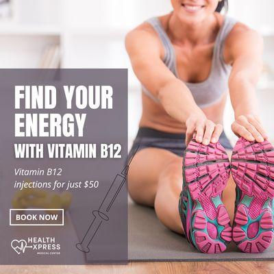 At Health Xpress Medical Center, we're excited to offer Vitamin B12 injections for just $50.