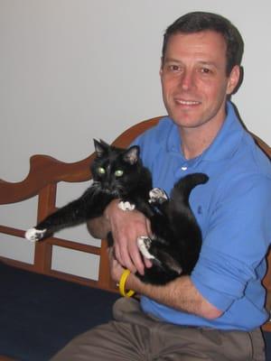 NEW OWNER DOCTOR BARRY KATZ AND OUR CLINIC CAT JESTER