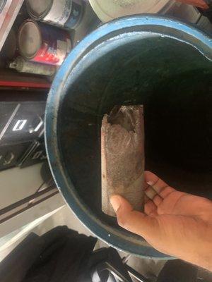 The piece of pipe that broke inside muffler