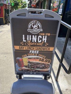 Sign outside deli