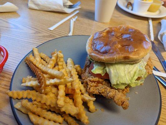 Hand-breaded tenderloin sandwich.  Good, a little dry maybe, some mayo might have been nice. I'm not an expert on them, however.