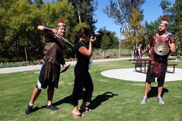 Me getting attacked while shooting photos at Rick Riordan's event.