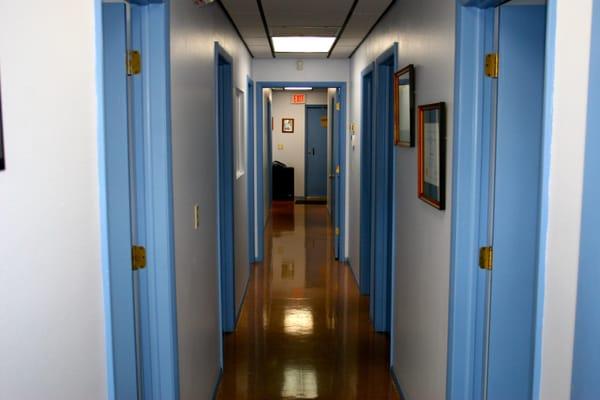 Looking down the Hallway of Sunset Veterinary Surgery in Clearwater, FL