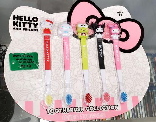 Hello Kitty & Friends toothbrushes. Adorable = yes! Affordable = are you out of your darn mind?! $18.18!!