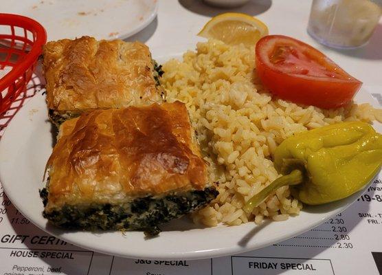 Spinach pie dinner