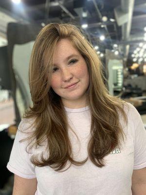 Balayage and layered cut on long hair!