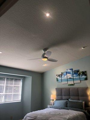 bedroom fan + recessed lights