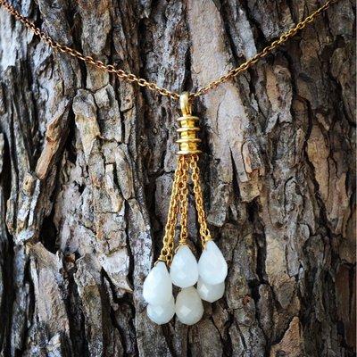 White Moonstone 18K Vermeil Necklace inspired from Milan, Italy.