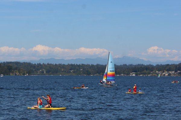 Rent a sailboat, kayak, or paddleboard through Open Boating. Open every day during the summer and some days fall/spring