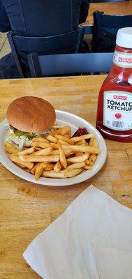 Hamburger and fries.