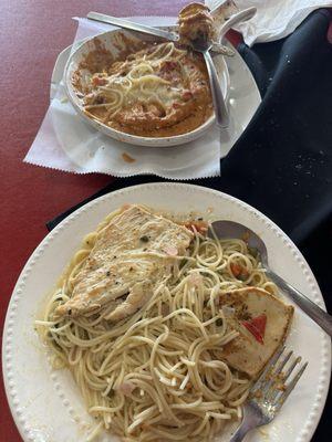 Lasagna and Chicken Picatta.