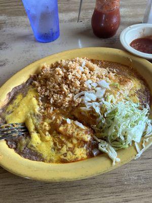 One cheese enchilada w/rice & beans 10.25